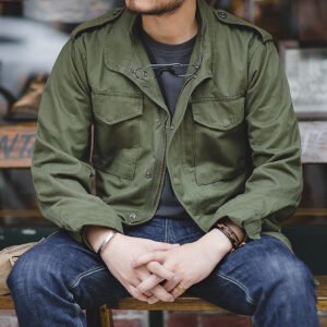 Olive M65 Vintage Jackets For Men Army Green Oversize Denim