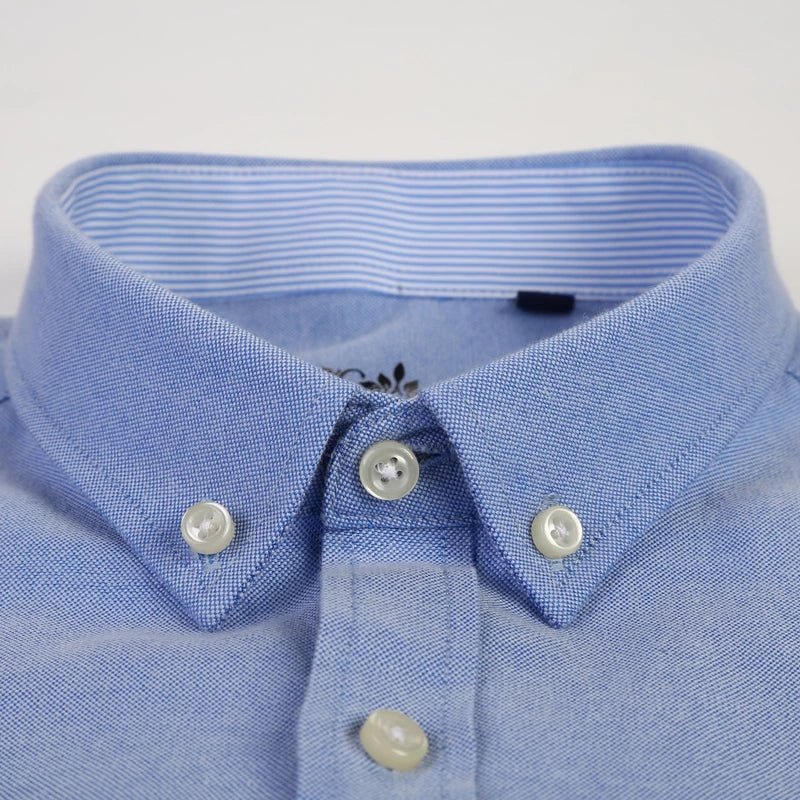 Cotton Oxford Shirt For Men Long Sleeve Work Man Shirt - Image 4