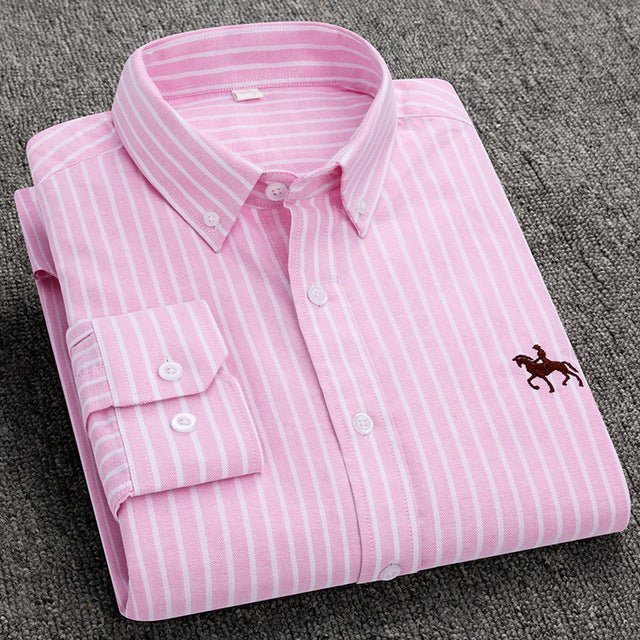 Cotton Oxford Shirt For Men Long Sleeve Work Man Shirt - Image 7