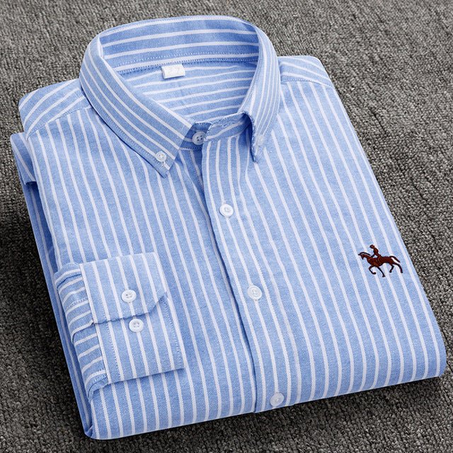 Cotton Oxford Shirt For Men Long Sleeve Work Man Shirt - Image 8