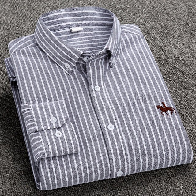 Cotton Oxford Shirt For Men Long Sleeve Work Man Shirt - Image 9