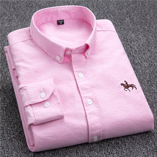 Cotton Oxford Shirt For Men Long Sleeve Work Man Shirt - Image 10