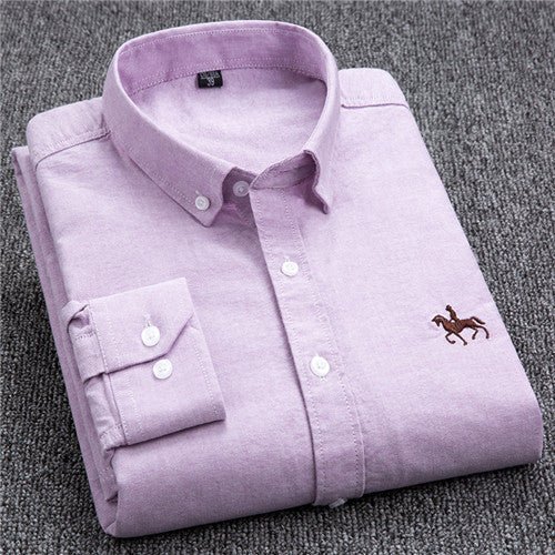 Cotton Oxford Shirt For Men Long Sleeve Work Man Shirt - Image 11