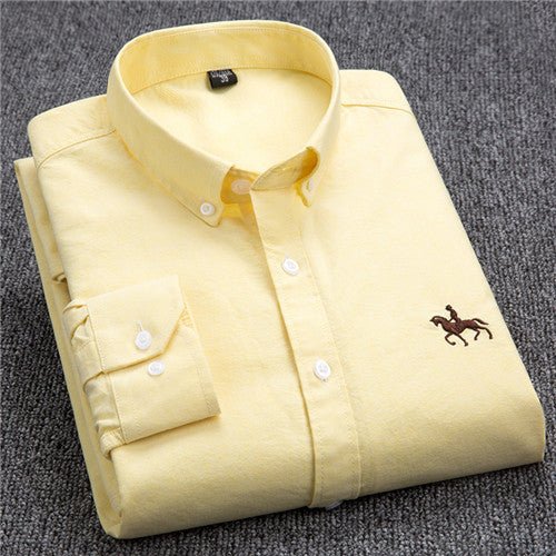 Cotton Oxford Shirt For Men Long Sleeve Work Man Shirt - Image 14