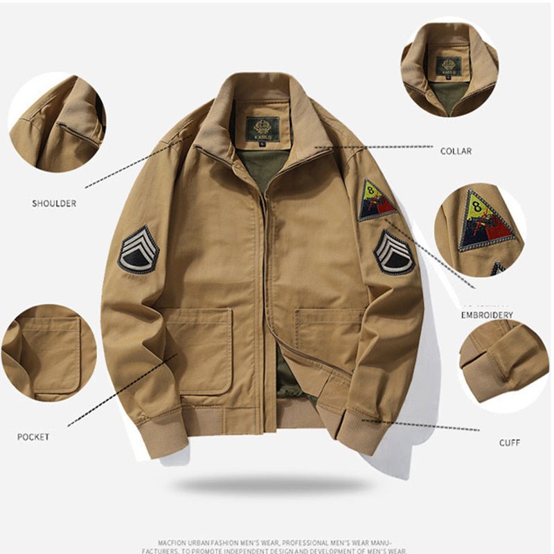 Retro Cotton Clothing Army Bomber Jacket - Image 5