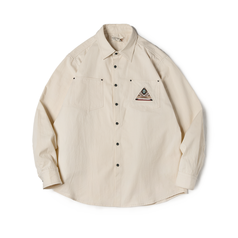 Retro Sleeve Patchwork Pocket Totem Shirt - Image 10