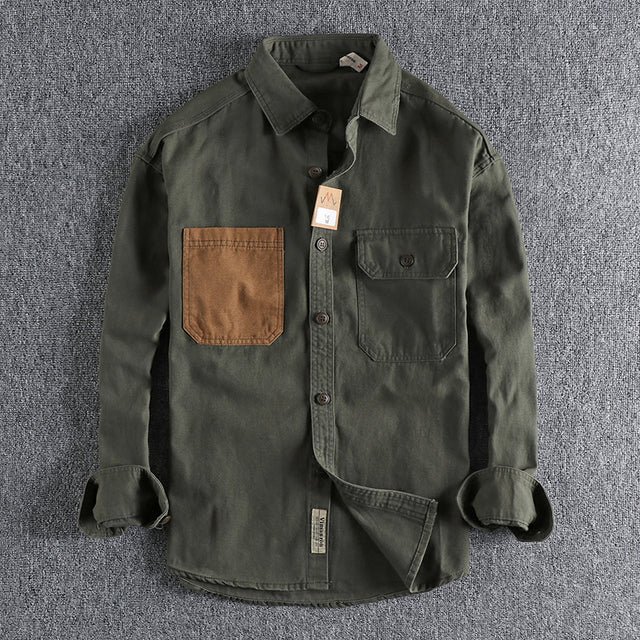 Retro Trend Youth Thin Coat Washed Grain Woven Cotton Shirt - Image 2