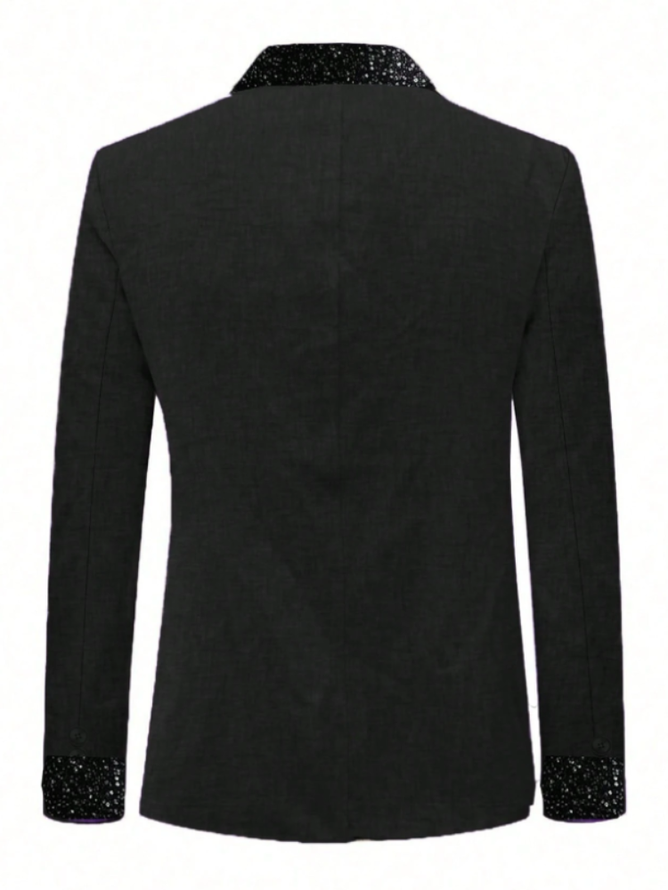 Lapel Sequin Slim Fit Groom Party Suits - Image 4