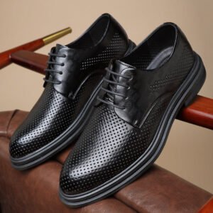 Summer Elevator Shoes Classic Hollow Men Dress Shoes