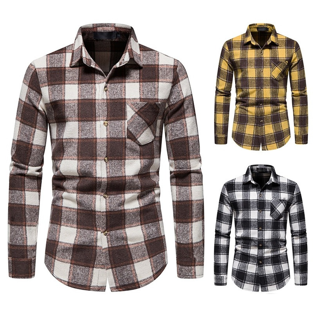 Trend Thick Warm Wool Flannel Casual Long Sleeve Shirt - Image 4