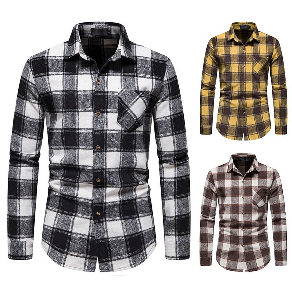Trend Thick Warm Wool Flannel Casual Long Sleeve Shirt - Image 5