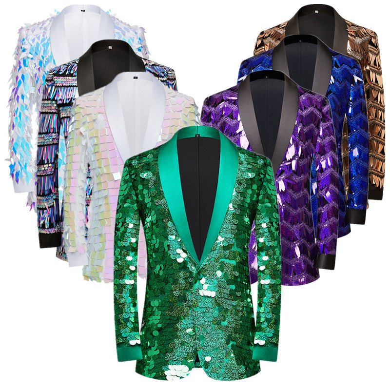 Unique Design Striped Sequin Host Stage Suit Bar Jacket - Image 2