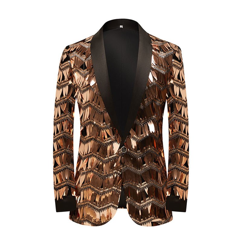Unique Design Striped Sequin Host Stage Suit Bar Jacket - Image 7