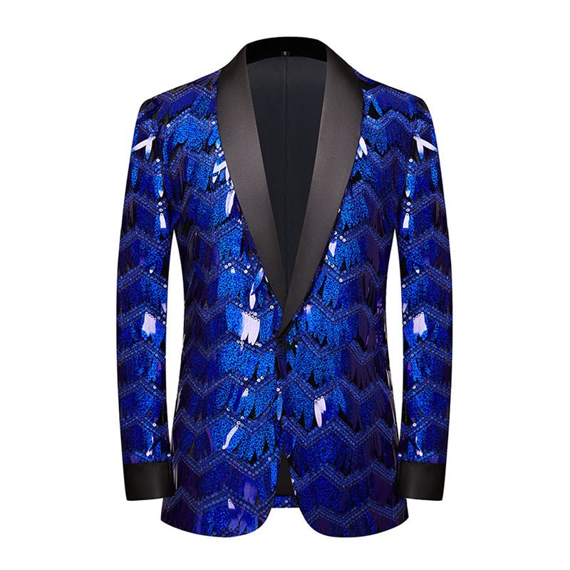 Unique Design Striped Sequin Host Stage Suit Bar Jacket - Image 10