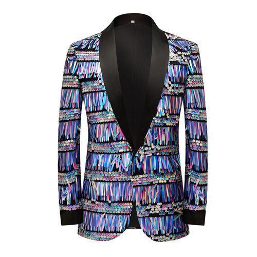 Unique Design Striped Sequin Host Stage Suit Bar Jacket - Image 16