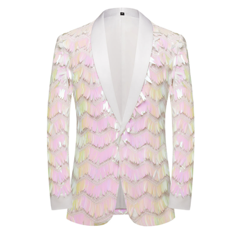 Unique Design Striped Sequin Host Stage Suit Bar Jacket - Image 18