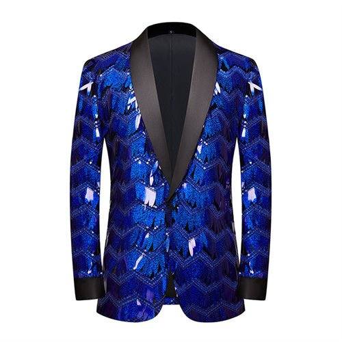 Unique Design Striped Sequin Host Stage Suit Bar Jacket - Image 19