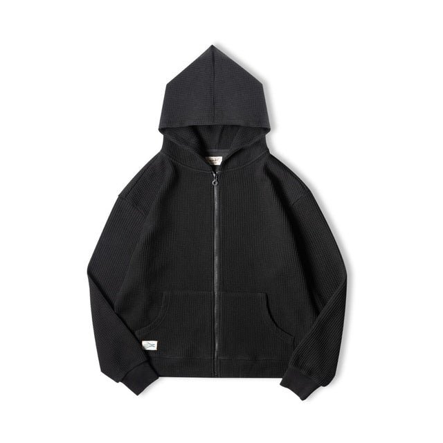 Vintage Gray Waffle Hoodies for Men Hooded Sweatshirts - Image 12