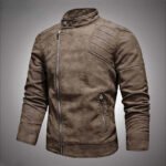 Warm Diagonal Zipper Motorcycle Coats Faux Jackets