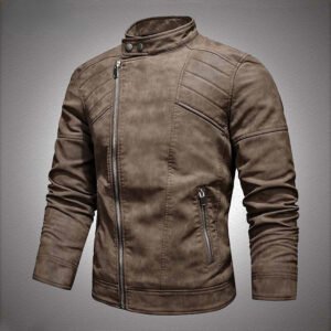 Warm Diagonal Zipper Motorcycle Coats Faux Jackets