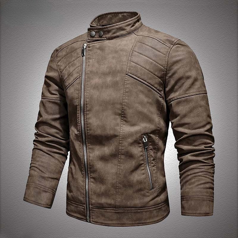 Warm Diagonal Zipper Motorcycle Coats Faux Jackets