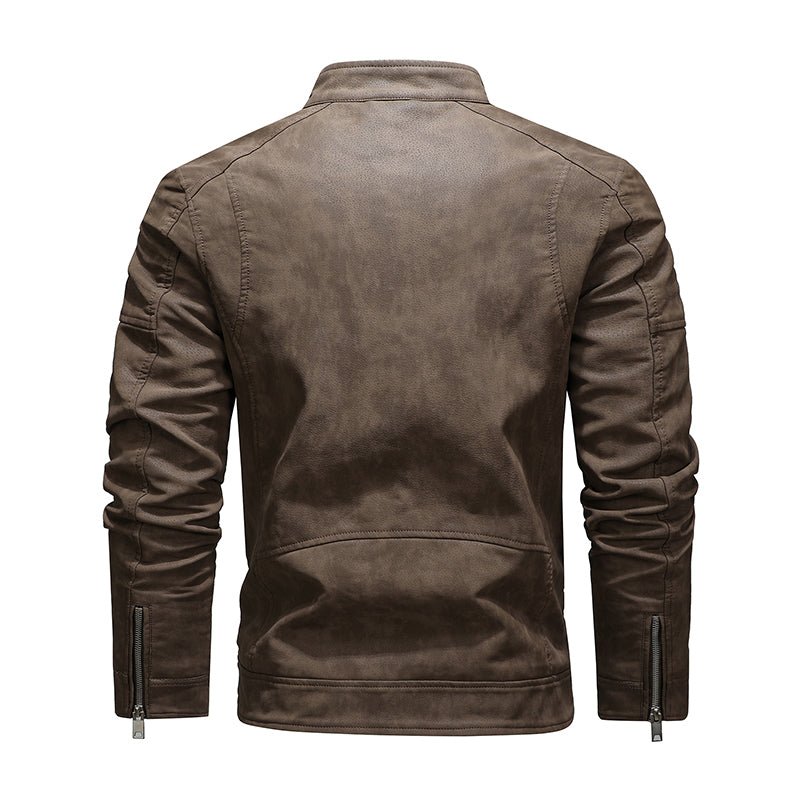 Warm Diagonal Zipper Motorcycle Coats Faux Jackets - Image 4