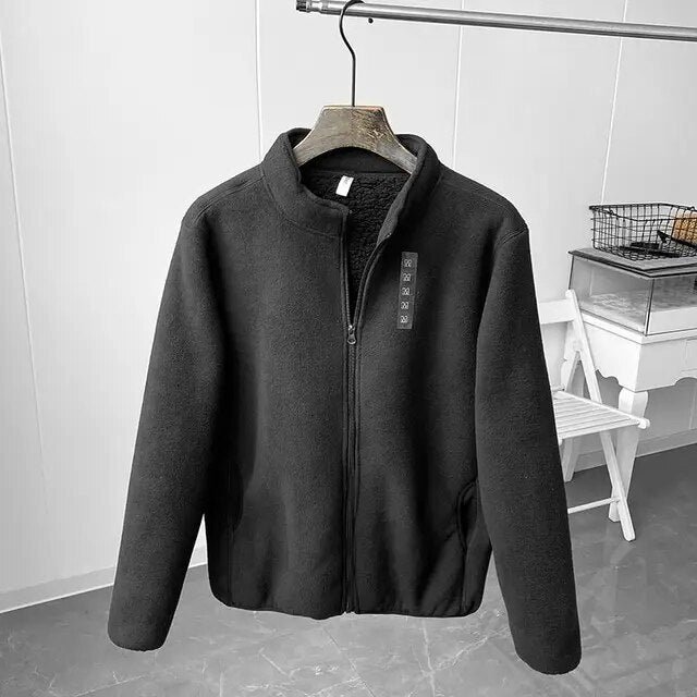 Winter Fleece Jacket Solid Color Sherpa Casual Coat - Image 10