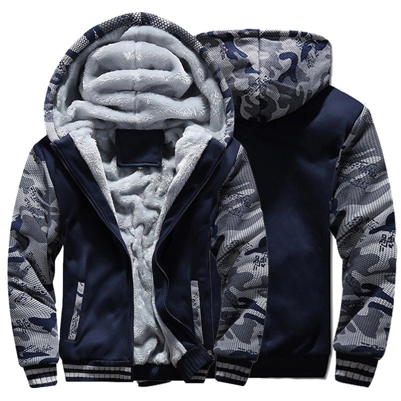 Men Winter Jacket Camouflage Thicken Jackets Hooded Fleece