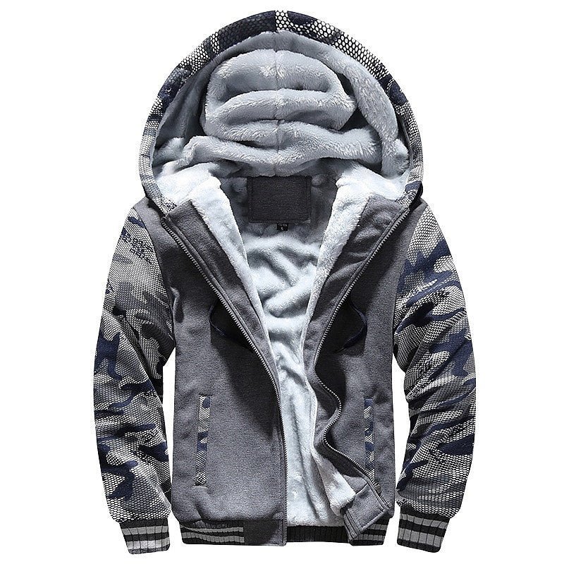 Men Winter Jacket Camouflage Thicken Jackets Hooded Fleece - Image 7
