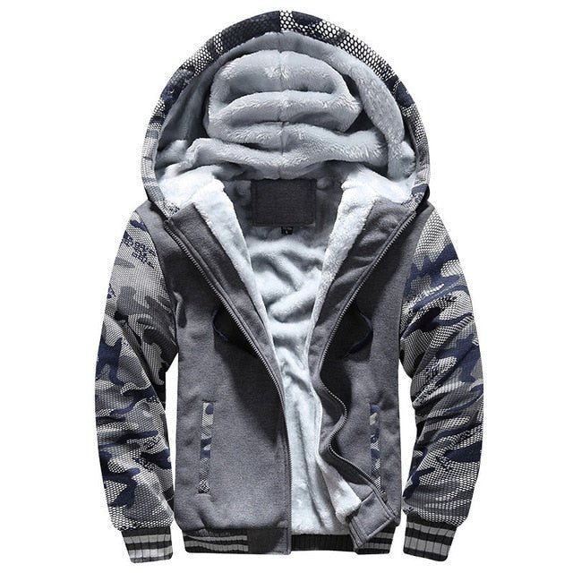 Men Winter Jacket Camouflage Thicken Jackets Hooded Fleece - Image 14